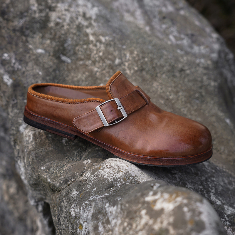 Cx Original Polish First-Layer Washed Horse Leather! 2026 New Model Old Money Style Slip-On Mule Shoes with Closed Toe