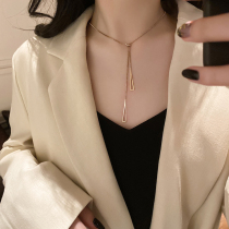 Titanium steel necklace Female cold lock neck bone chain simple temperament net red high-end wild niche design personality pendant