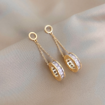 Roman text earrings female hollow circle earrings 925 silver needle earrings 2021 New Tide Net red ear jewelry