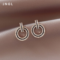 Jinglei light luxury flash drill earrings 2021 New Tide ring earrings ins niche design cold wind earrings women