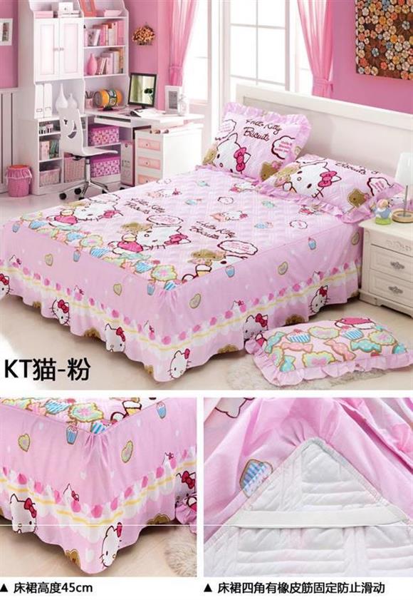 Chăn bông trải giường có đệm trải giường đặt giường đơn bằng cotton cộng với ga trải giường bằng vải cotton chống trượt 1,5 m 1,8 m giường - Váy Petti váy giường đẹp	
