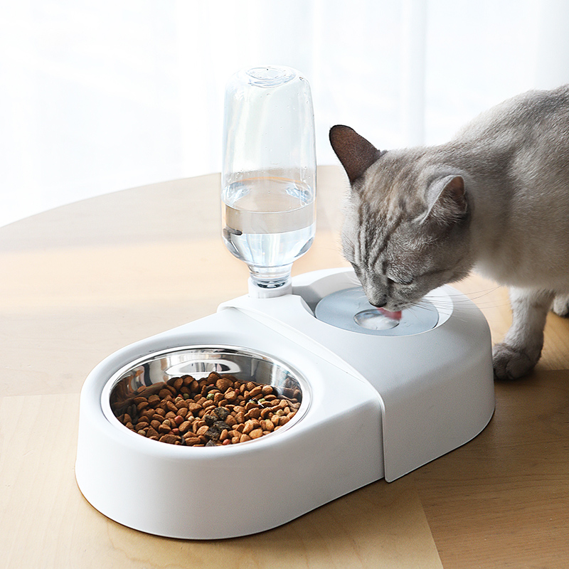 Pet double bowl kitty Automatic drinking water not wet mouth Bowl protection Cervical Cat Rice Bowl Anti-Cat Food Basin Cat Bowl