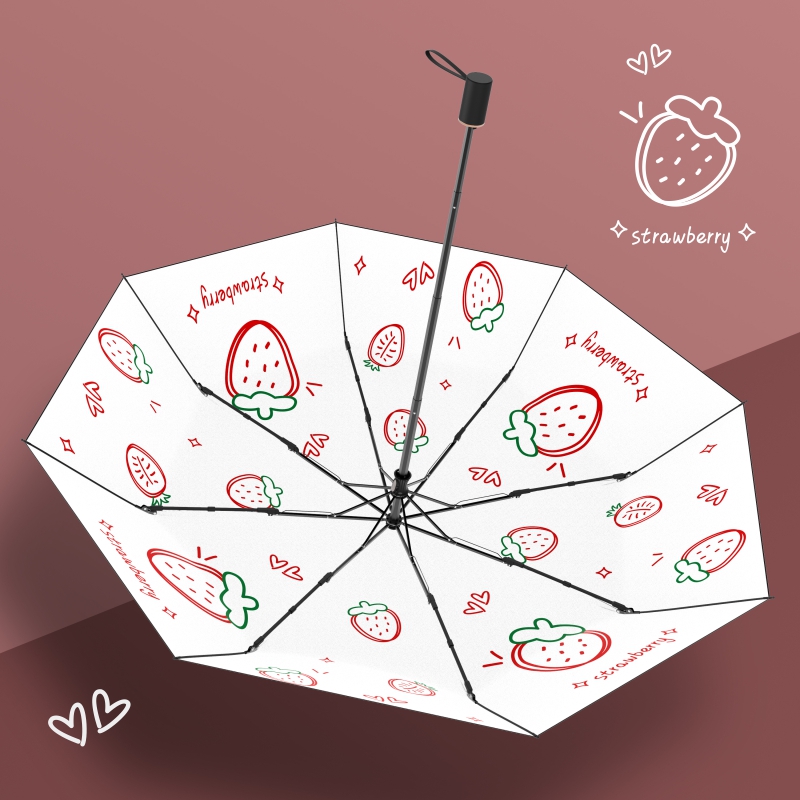 Umbrella women sunny rain and shine umbrella sunscreen anti-UV girls ins wind revival ancient strawberry graffiti umbrella