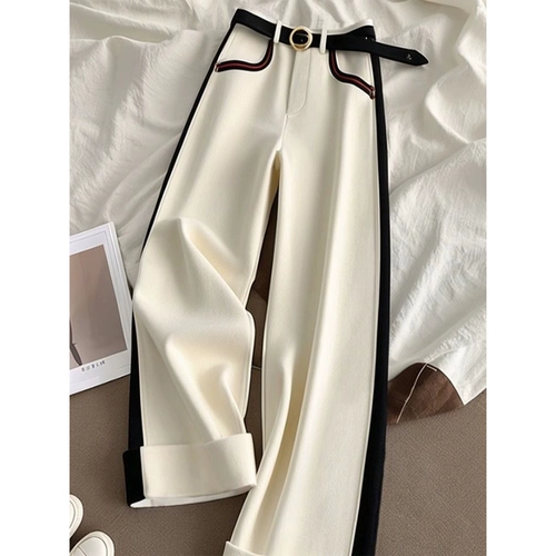 Утепленные зимние белые штаны, премиум класс, высокая талия, свободный прямой крой