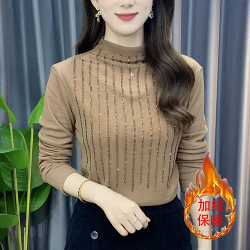 Приятная телу демисезонная сексуальная футболка, лонгслив, высокий воротник, в западном стиле