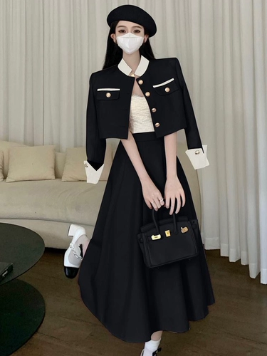 Розовая осенняя куртка, юбка, комплект, французский стиль, в стиле Шанель