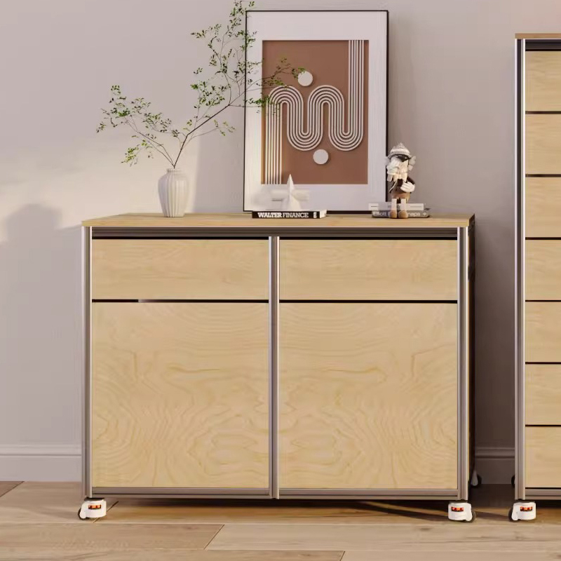 Medieval Style Aluminum Profile Birch Marine Board Living Room Sideboard Storage Coffee Machine Cabinet Household Tea Cabinet