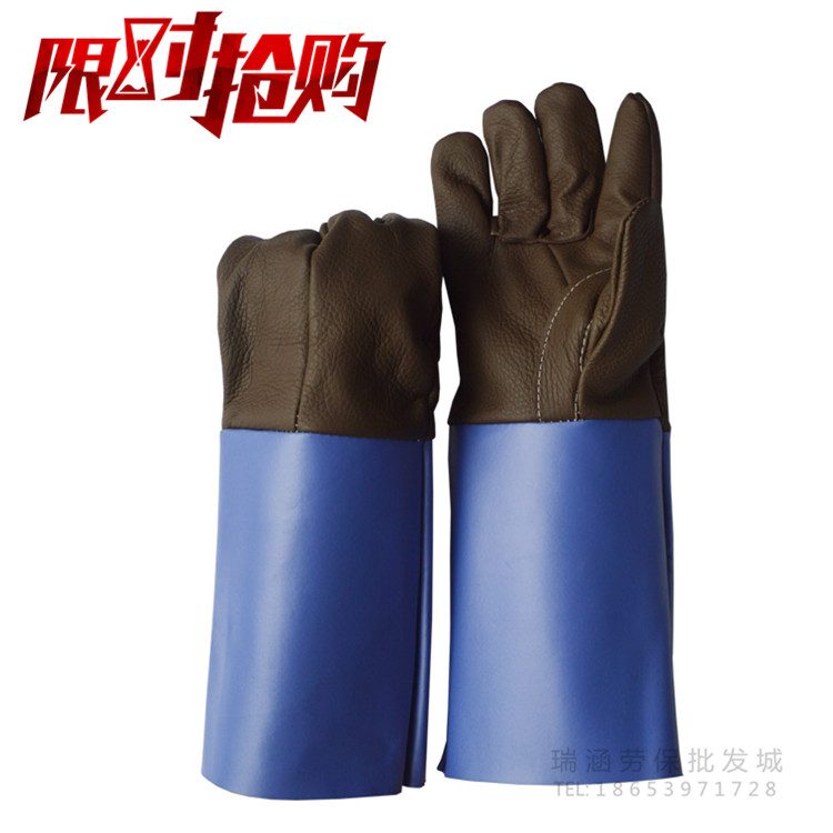 Long leather neck welding gloves extended welding leather gloves wear-resistant high temperature gloves industrial labor protection gloves