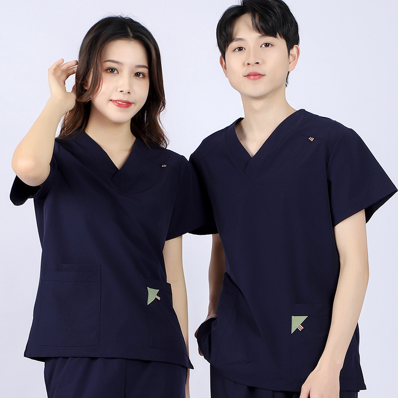 Quick-Drying Surgical Scrub Suit for Men, Ice Silk Scrub Suit, Oral Doctor Elastic Surgical Workwear, Short-Sleeved