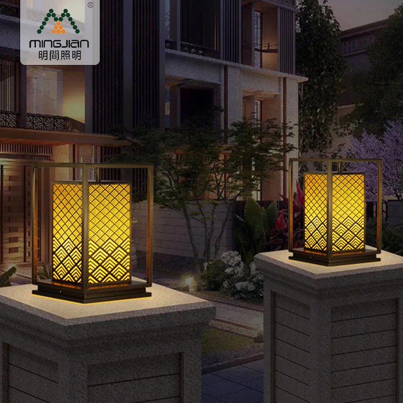 Minine New Chinese Column Headlights Stainless Steel Imitation Clouds Stone Light Lavish Waterproof Rust-proof Community Pillar Courtyard Wall Lamp