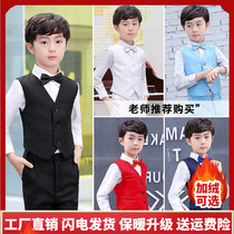 Boys suit vest suit small flower boy boy host childrens dress piano performance British suit