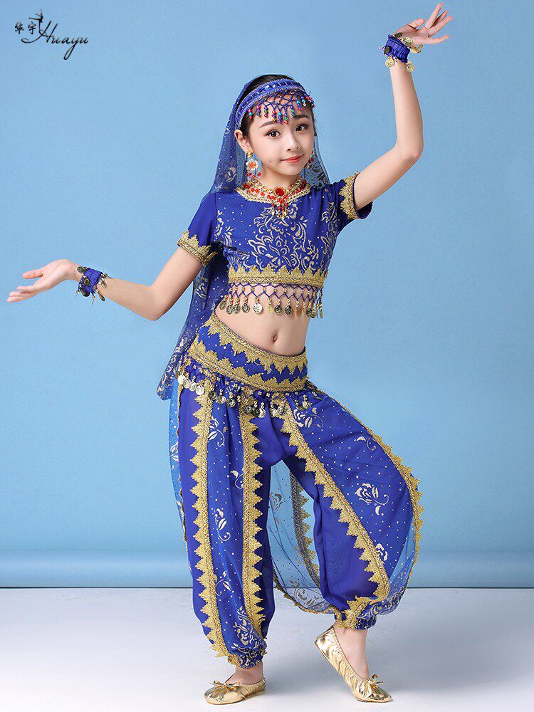 New Year's Day Children's Performance Costumes Xinjiang Indian Dance Costume Girls Belly Dance Stage Competition Costume Suit Tianzhu Shao