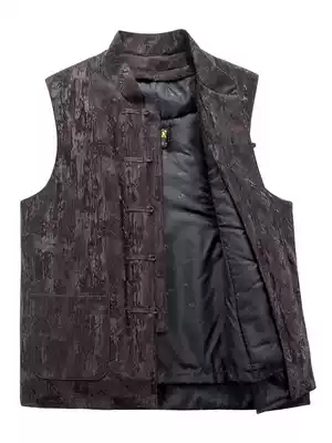 Autumn and winter fur one-piece middle-aged and elderly waistcoat men's warm wool vest thickened waistcoat Dad's Chinese style stand-up collar