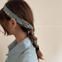 Rose scarf hair band rose silk scarf hair band female tie hair small long strip Joker spring and autumn retro French ribbon