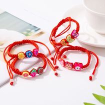 Little girl bracelet 10-year-old simple cute red rope bracelet hand-woven Dragon Boat Festival soft pottery cartoon fruit flowers