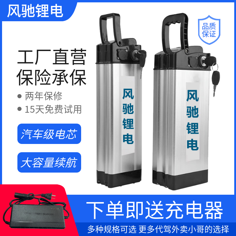 Electric vehicle lithium battery 48v12ah folding driving bicycle 30ah large-capacity universal portable silverfish battery