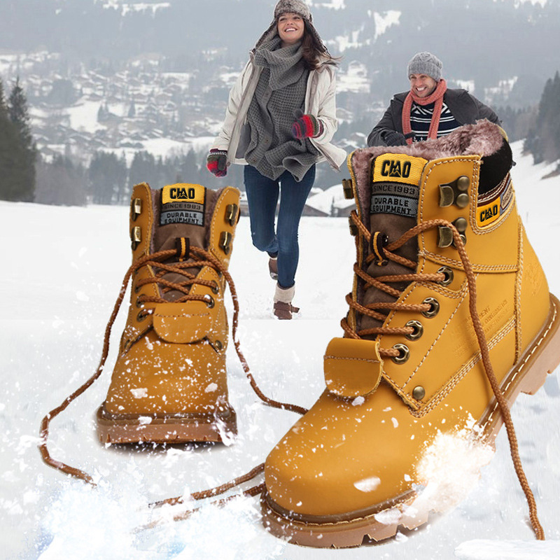 Harbin tourism warm equipment large size Martin boots men and women British snow boots high-column cotton boots thickened cotton shoes