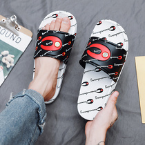 Mens slippers tide summer outdoor wear lovers one-word drag on the smell-proof beach Net red super fire fashion cool