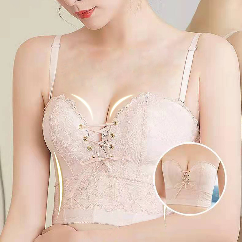 Wedding dress special strapless underwear women's small chest gathered non-slip beautiful back tube top invisible push-up bra stickers