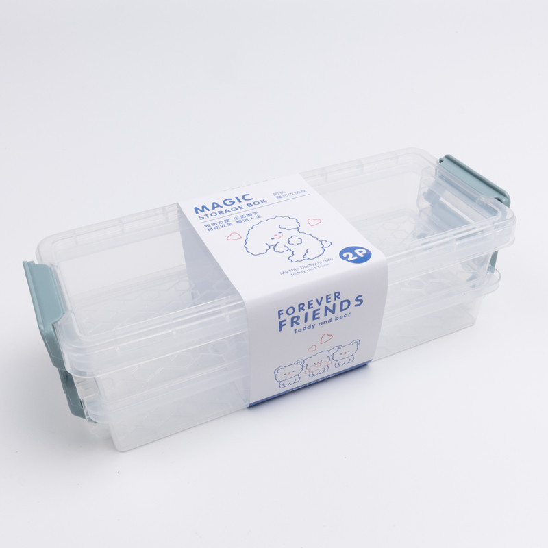 Double-layer pen box trembles with large-capacity transparent storage box multifunctional pencil box net red stationery box for men and women