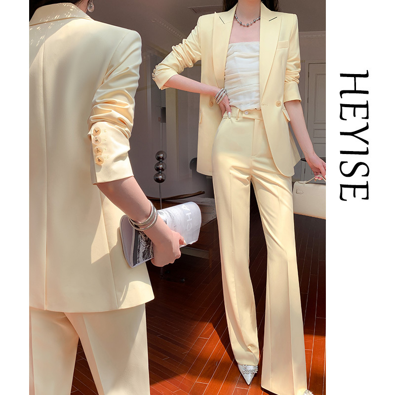 Women's New Style Blazer in Goose Yellow, Slim Fit, Fashionable and Elegant, High-End Autumn and Winter Professional Casual Trendy Suit