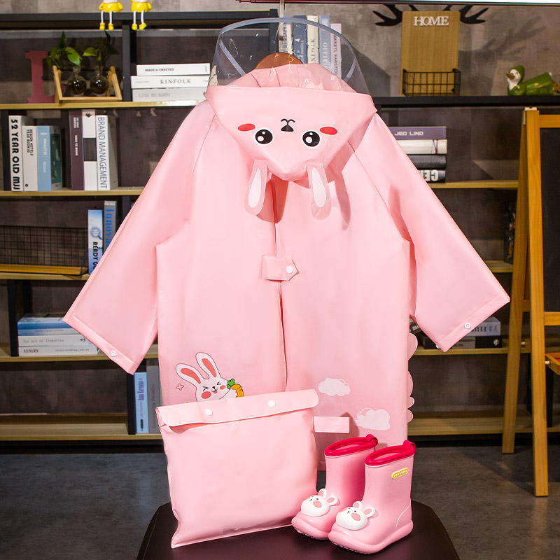 Children's raincoat raincoat suit girl 2022 new kindergarten waterproof rainboot rabbit lightweight baby cloak