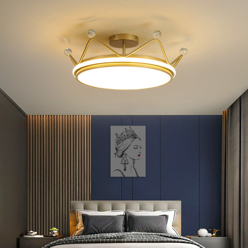Nordic Ins Bedrooms BEDROOM CEILING LIGHTS NET RED CREATIVITY CROWN LAMPS COZY ROMANTIC PRINCESS CHILDREN ROOM BEDROOM LIGHT