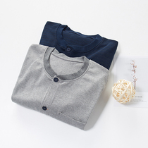 Simple butterfly Viage old cardiovert cardiovert cotton autumn clothes for lapels daddy open body slim fit cotton sweatshirt old man underwear man full cotton