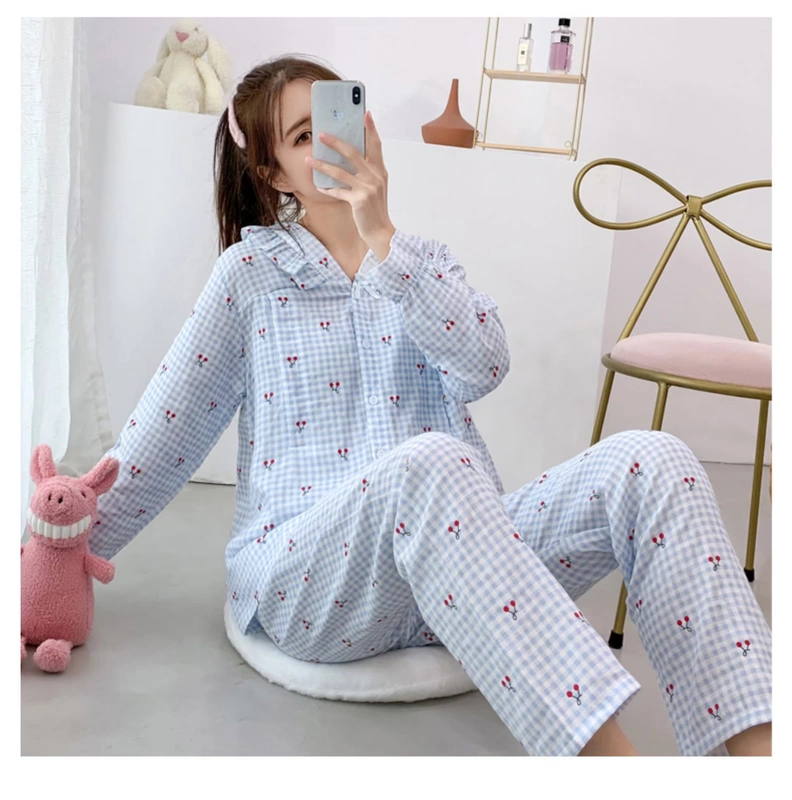 Quần áo bầu, đồ ngủ cotton xuân, thu, hè cho bà bầu, cho con bú sau sinh và cho con bú quần áo cho bà bầu, đồ mặc nhà, đồ bộ mỏng tháng 6 - Giải trí mặc / Mum mặc