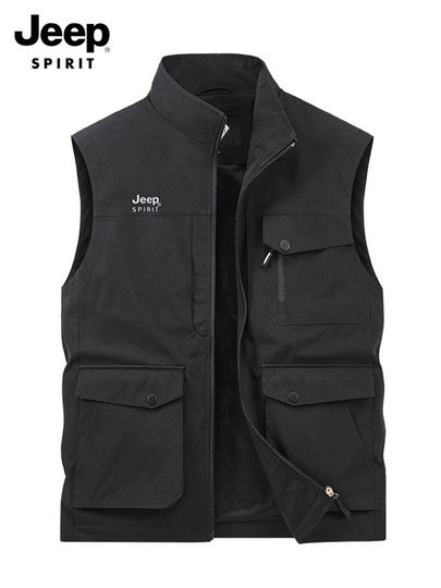 吉普官方2025秋季新款男士工装马甲运动户外钓鱼坎肩男装休闲背心