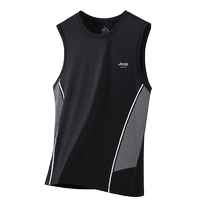 Jeep mens vest summer thin ice silk high elastic quick-drying top 2024 new sports fitness sleeveless t-shirt