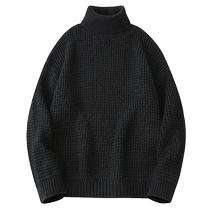 Jeep Fashion Turtleneck Waffle Solid Color Sweater 2024 Autumn and Winter New Loose Casual Japanese Simple Knitted Sweater