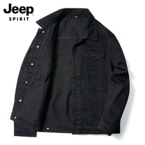 JEEP jacket mens denim jacket spring and autumn loose casual black Korean version 2022 new mens top clothes