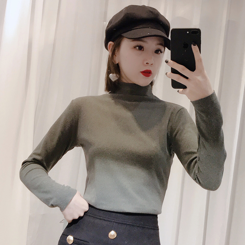 2019新款正品德绒阳离子打底衫女自发热秋冬半高领针织衫修身上衣