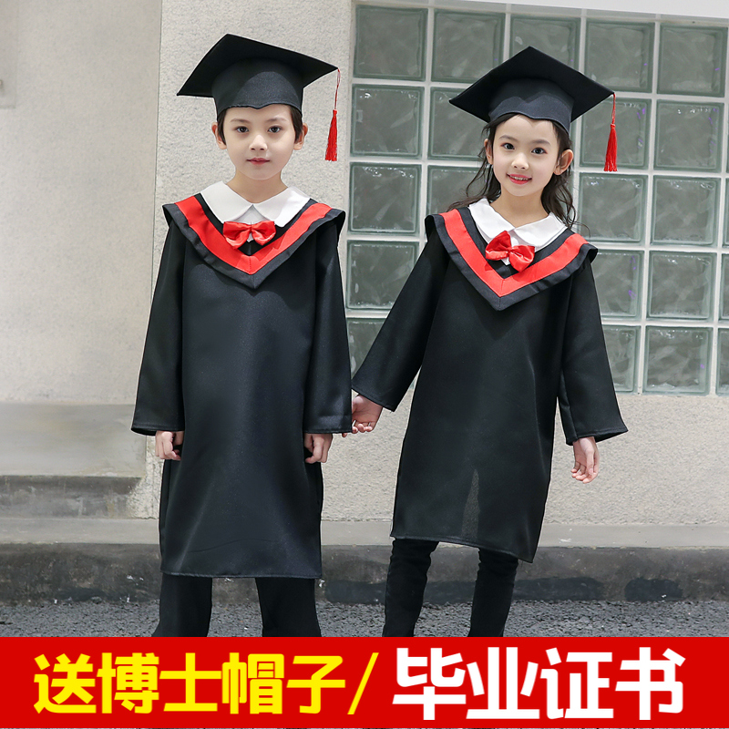 Children's Doctoral Dress Elementary School Students Kindergarten Doctoral Costume Bachelor's Costume Performance Costume Doctor's Hat Graduation Photo Costume Dress