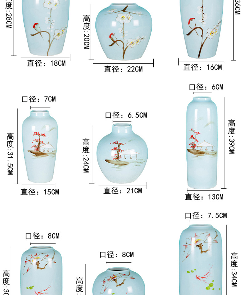 Flower arranging dried flowers of jingdezhen ceramics floret bottle furnishing articles sitting room of new Chinese style household adornment handicraft TV ark