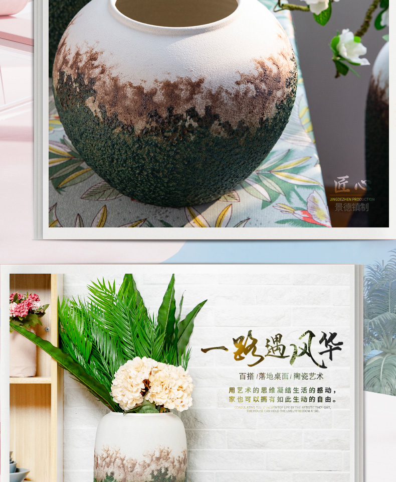 Retro nostalgia of jingdezhen ceramic vase home sitting room ground flowerpot flower arranging furnishing articles pot cylinder adornment