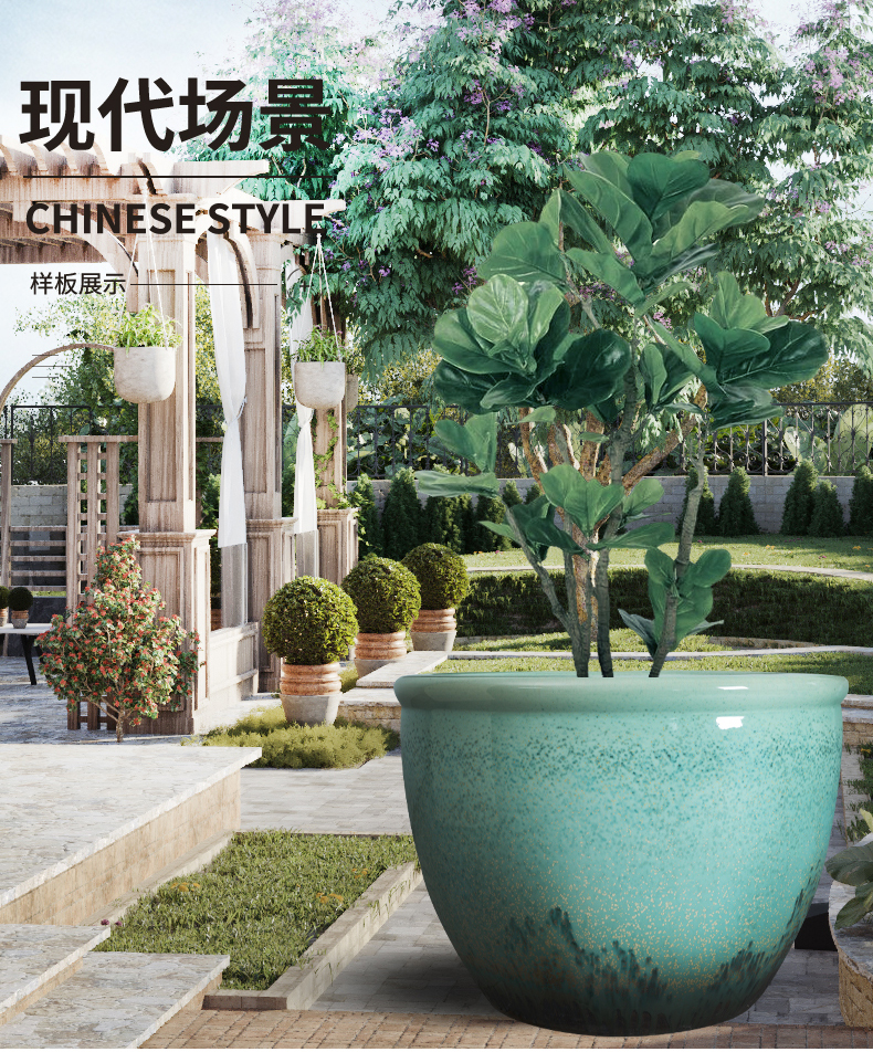 One thousand traditional antique porcelain crock bowl lotus pond lily money plant daffodils super - large diameter flowerpot aquarium ceramic cylinder furnishing articles