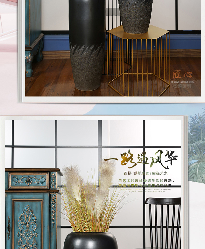 Restoring ancient ways of jingdezhen ceramic big pottery vase household dried flower arranging flowers furnishing articles I and contracted sitting room be born