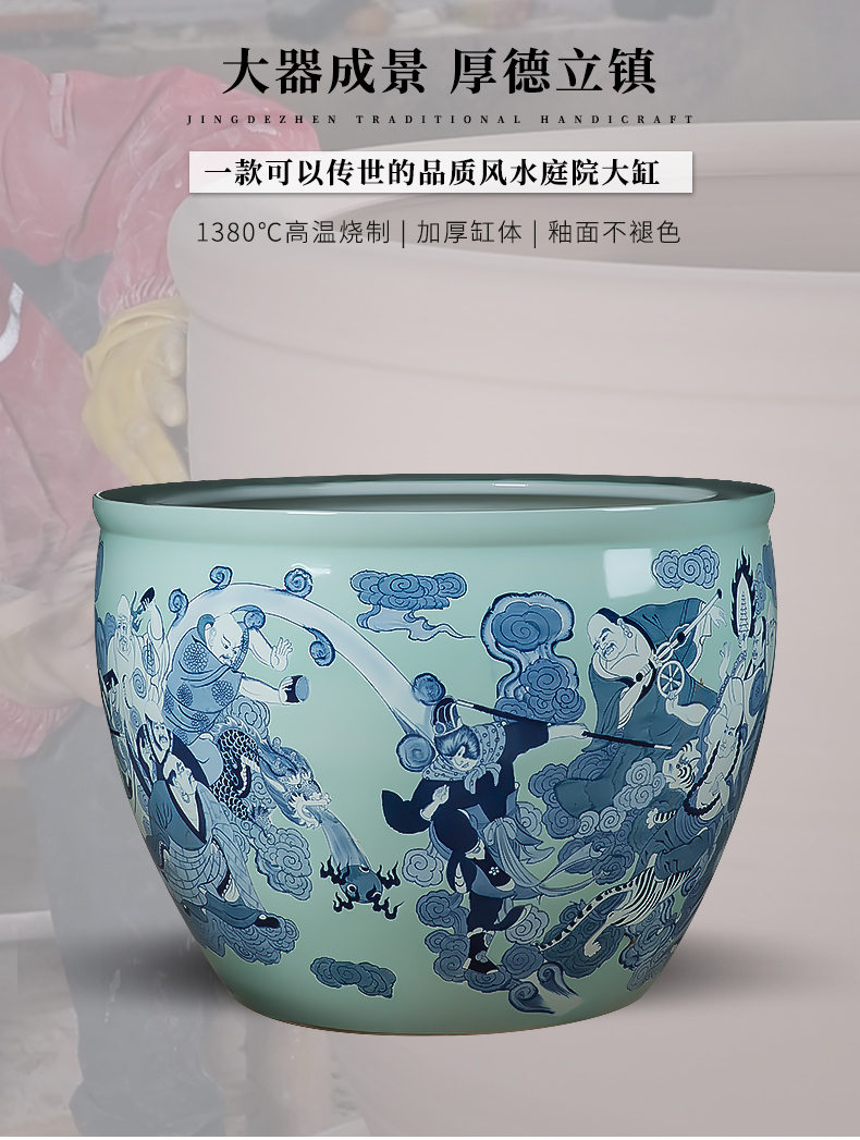 Jingdezhen tank water lily cylinder goldfish bowl cycas bonsai trees to raise a flower pot king garden ceramics sitting room