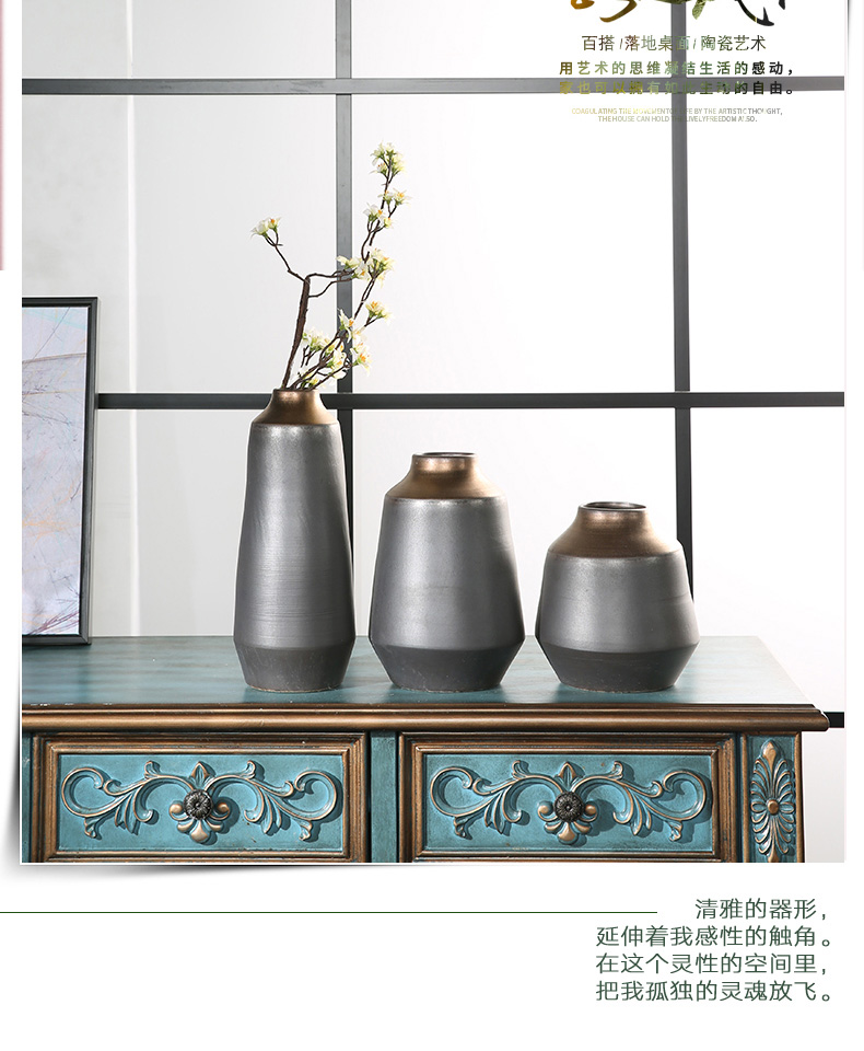 I and contracted jingdezhen ceramics of large sitting room zen vase dry flower is placed manually pottery decoration