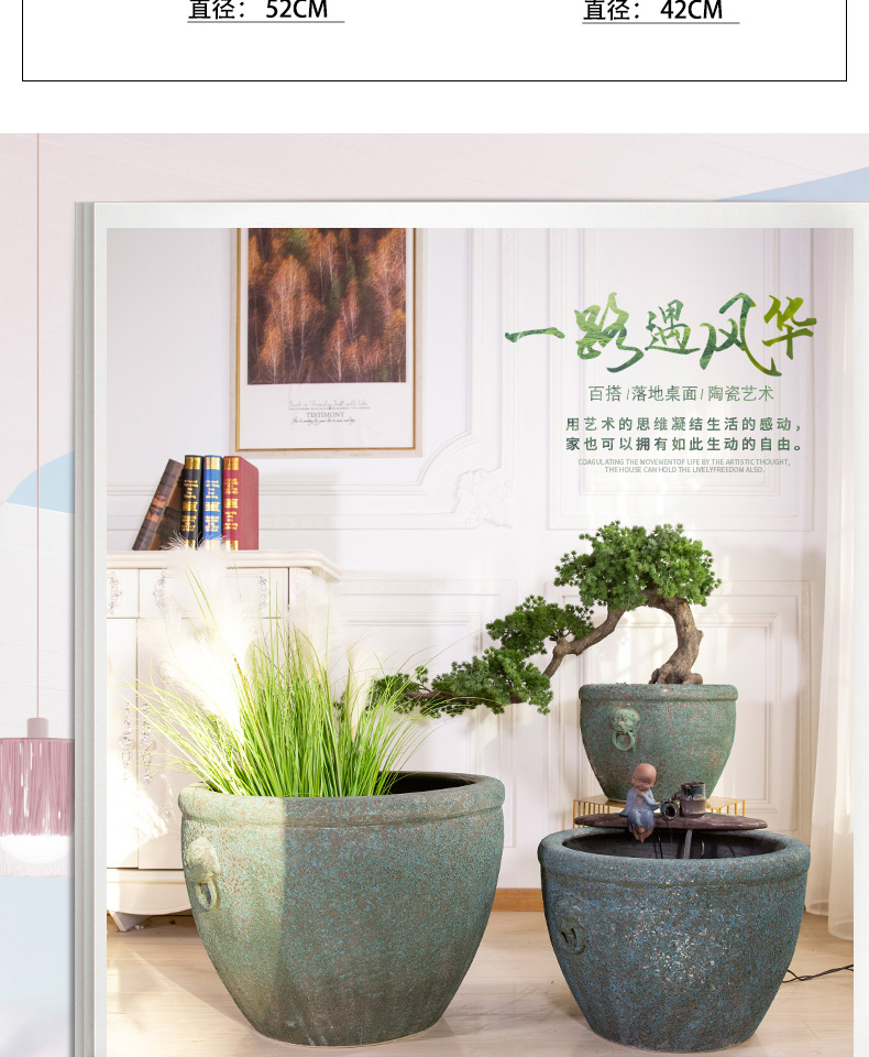 Jingdezhen ceramic flower pot fish tank cylinder tortoise courtyard sitting room adornment water tank a goldfish bowl furnishing articles to plant trees