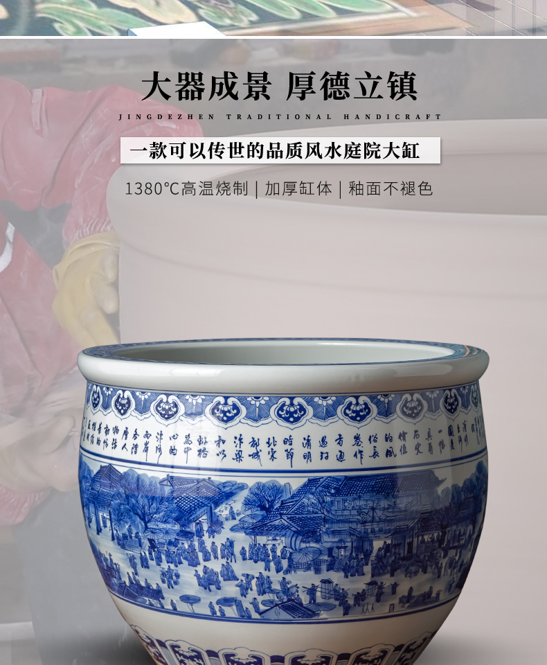 Jingdezhen ceramic tank water lily lotus basin cycas bonsai trees keep flower pot painting and calligraphy cylinder garden furnishing articles