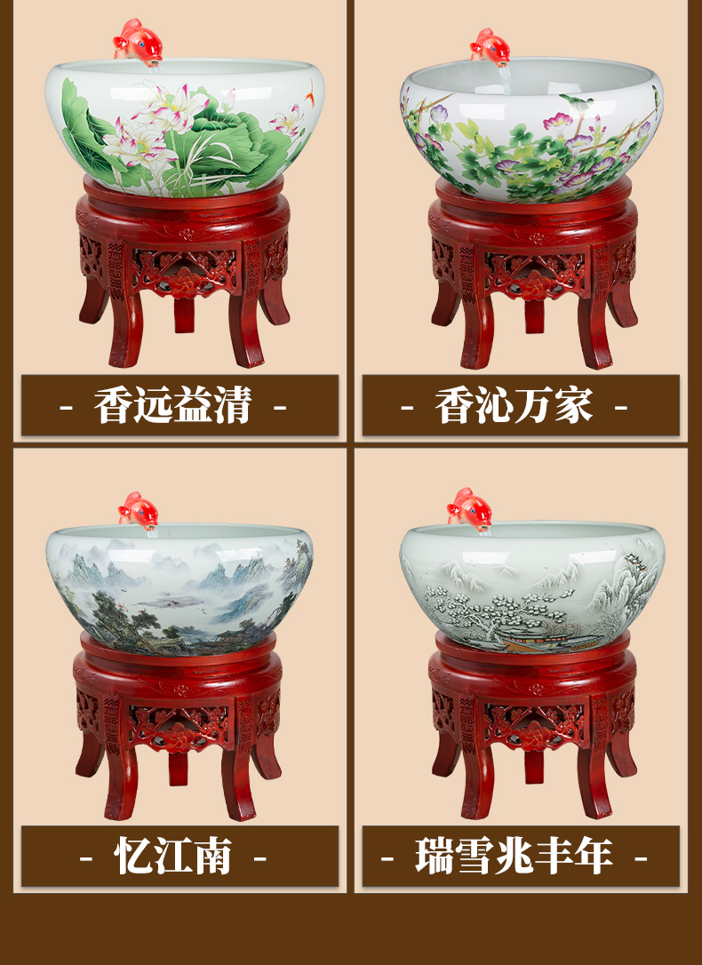 Jingdezhen ceramic filtering landing fountain waterscape humidifier goldfish bowl decorated living room office furnishing articles