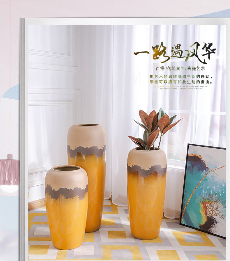 Jingdezhen ceramic flower implement vase desktop dried flower flower POTS to decorate the sitting room is I and contracted TV ark, furnishing articles