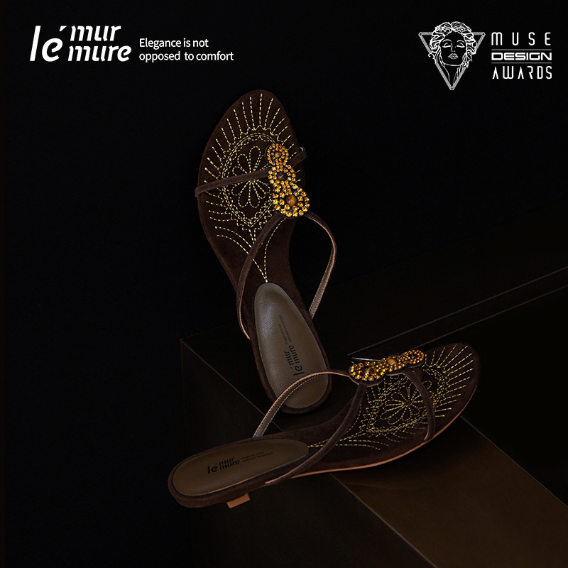 Le' Murmure 2026 Muse Award｜Caribbean Sunset·Embossed Fireworks Cat Heel Sandals