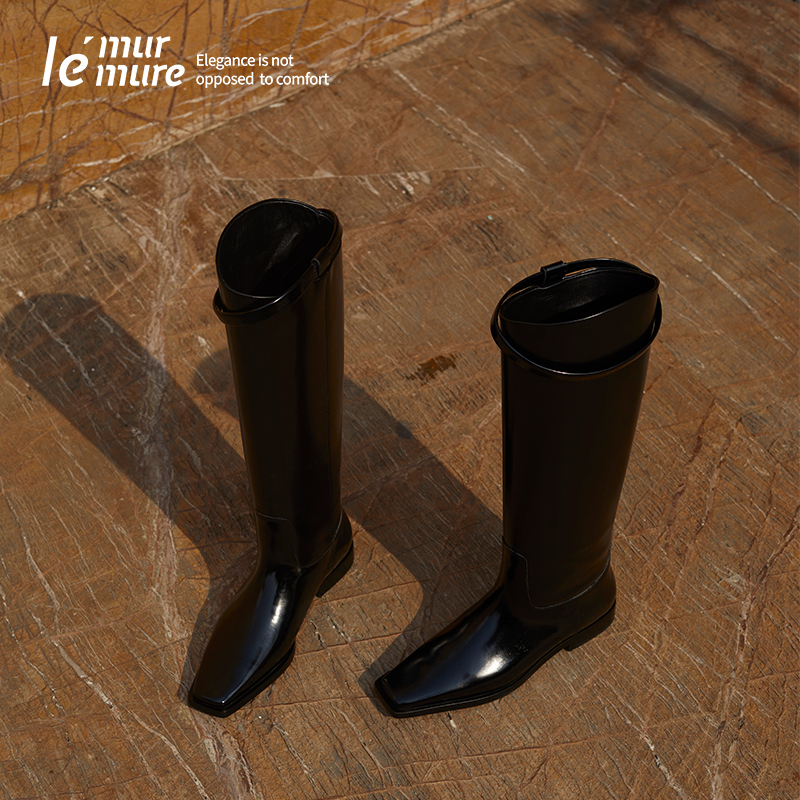 Le' Murmure Italian Imported Butter Leather Fashionable Riding Boots for Women, Classic B-Style High Boots with Genuine Leather Soles
