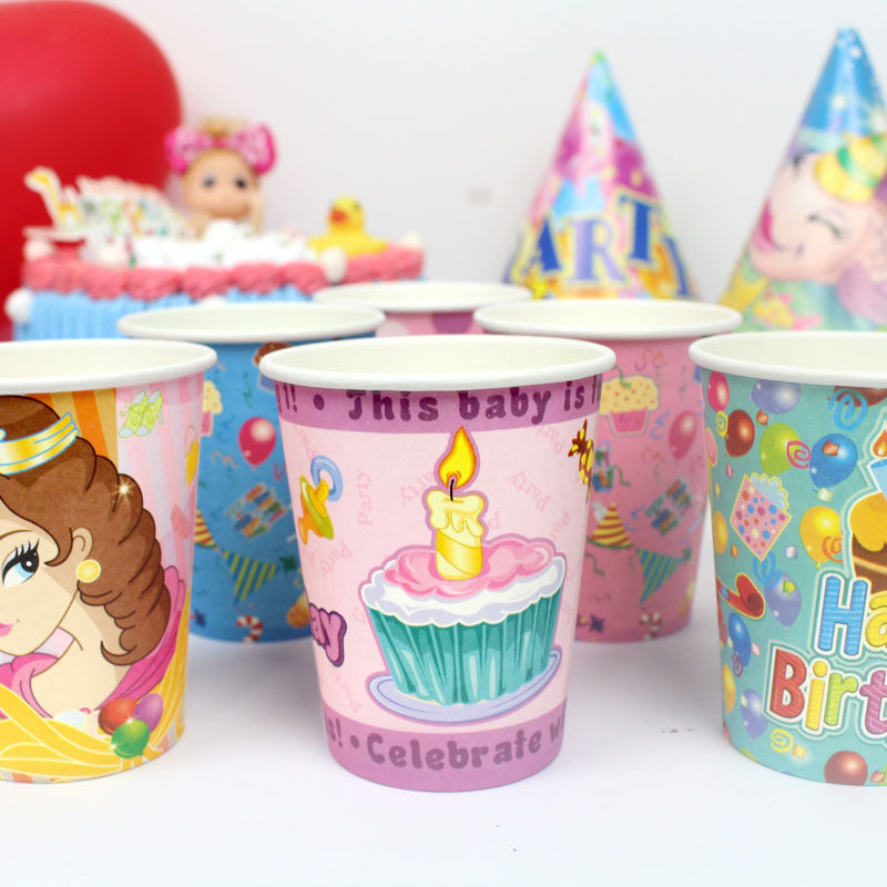 Children's birthday party supplies paper cups Cartoon drink cups Birthday party a variety of paper cups Creative personality paper cups