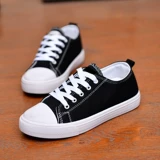 Летние тканевые низкие туфли, черные трендовые кроссовки, рабочие слипоны, в корейском стиле