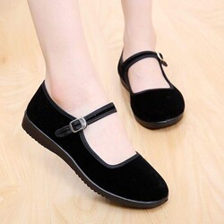 Old Beijing Cloth Shoes for Women, Flat-Soled Single Shoes, Soft-Soled Work Shoes, Black Hotel Work Shoes, Dance Shoes for Mothers, Non-Slip
